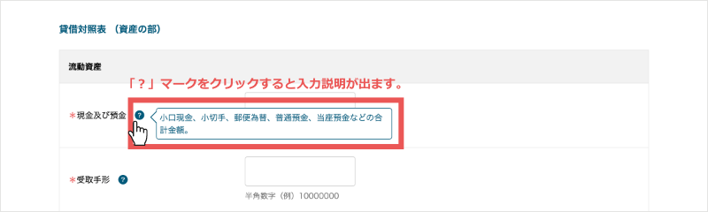 イメージ：事業財務情報入力項目